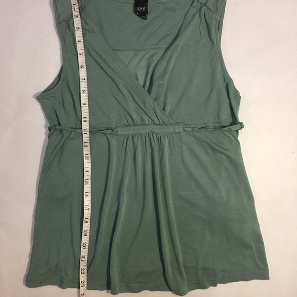 Esprit green sleeveless silk v neck top size XL - Picture 4 of 7